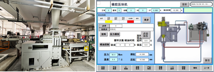Synthetic rubber baling press